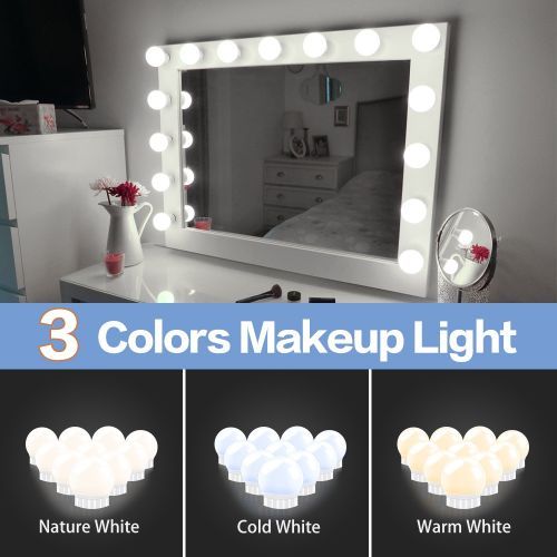 Miroir de Maquillage avec lumière – Miroir de courtoisie à 12 lampes LED,  miroir
