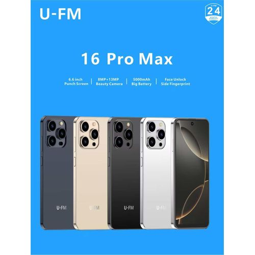 product_image_name-U-FM-16pro max 6.6inch,8Mp+13MpBeauty Cattery ,5000mAh Big Battery ,Face Unlock side fingerprint, Réseau 3G,4GB+64GB Memory-3