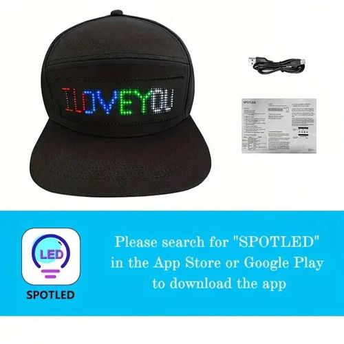 product_image_name-No Brand-Casquette a écran bluetooth Led avec message défilant lumineux, bande Led, fête de Noël chapeau intelligent led flexible écran d'affichage -5