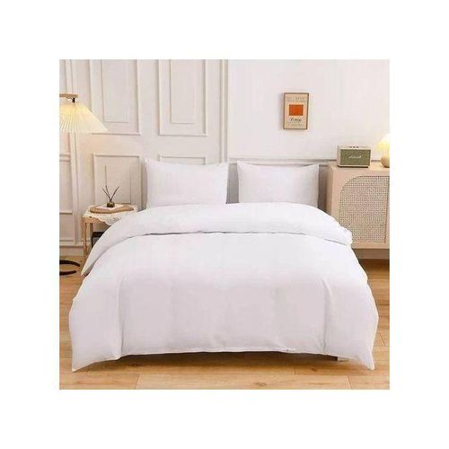 Generic Draps 3 pièces- Ensemble De Literie BLANC UNI 3 Places BGT