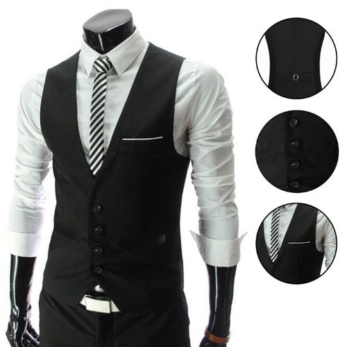 gilet de costume noir homme pas cher