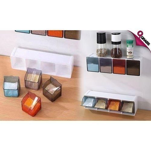 Generic Boîte D'assaisonnement Murale à 4 Grilles Avec Cuillère - image 4