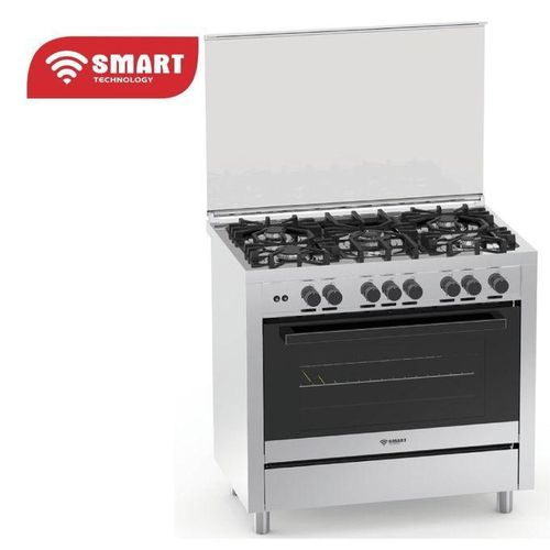 product_image_name-SMART TECHNOLOGY-Gazinière 5 Feux Automatique Inox 90x60 Smart (STC-9060GI) - Gris- Garantie 24 Mois-1