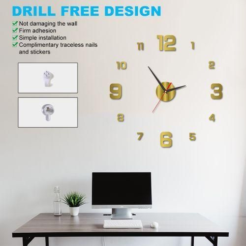 product_image_name-Generic-Horloge murale Abidjan, grande horloge DIY, horloge 3D, décoration murale moderne, horloge autocollante, horloge silencieuse Côte d'Ivoire, décoration salon, Jumia Déco, horloge design, horloge dorée.-4