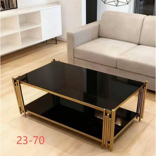 Deco Table Basse vitrée Rectangle Noir 120x70x45cm