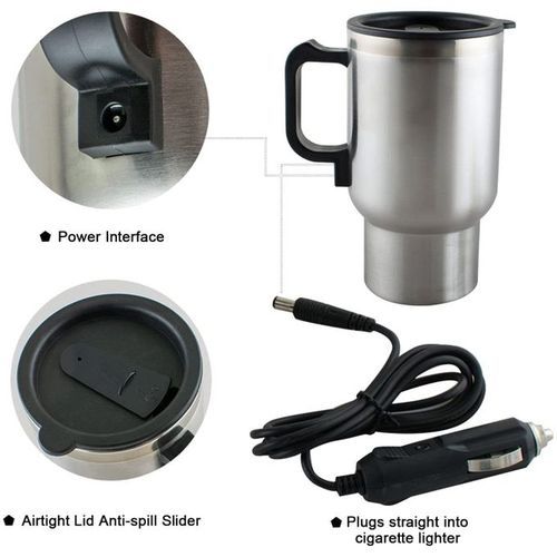 Generic Tasse Chauffante de Voiture Adaptateur Allume-cigare 12V Mug  Thermos en Acier Inoxydable pour Voiture à prix pas cher