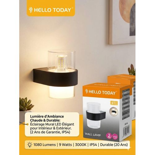 Generic Pack de 3 Appliques Murales LED Design "Hello Today" – 9W (Blanc Chaud) - image 4