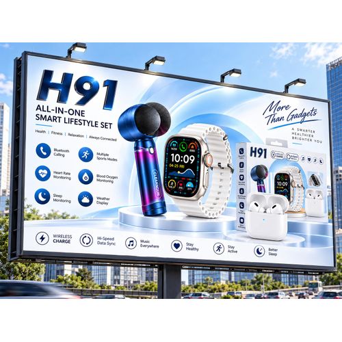 Generic Montre Connectée Smartwatch – Pack 3 en 1 avec Écouteurs Bluetooth Sans Fil - image 3