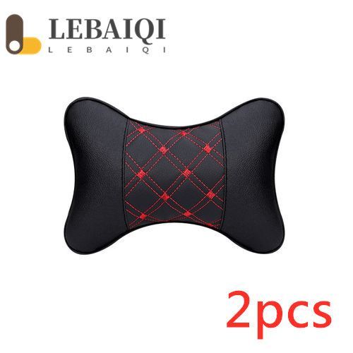 Generic 2pcs Coussin D'oreiller à Mémoire De Forme Pour Siège De Voiture -  Noir Rouge - Cuir PU Double Face - Prix pas cher