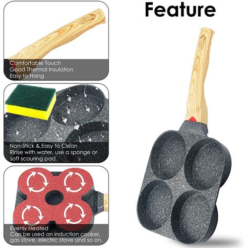 Generic Poêle à Œufs 4 Compartiments – Antiadhésive & Induction – Manche Isolant - image 6