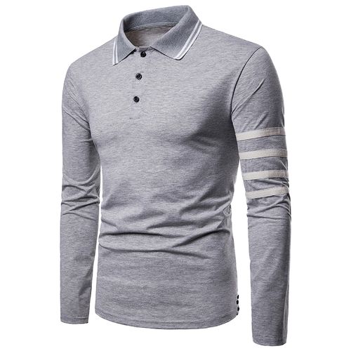 product_image_name-Fashion-Chemise Polo  Homme Manches Longues - Gris-1