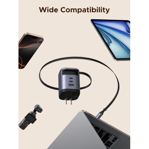 Ugreen Chargeur Nexode 100W avec câble USB-C rétractable 100W - image 2