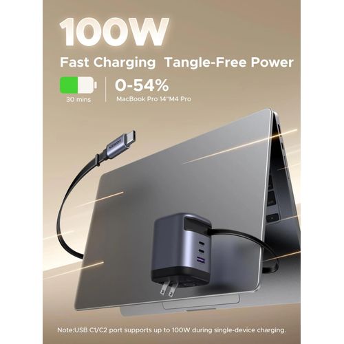Ugreen Chargeur Nexode 100W avec câble USB-C rétractable 100W - image 3