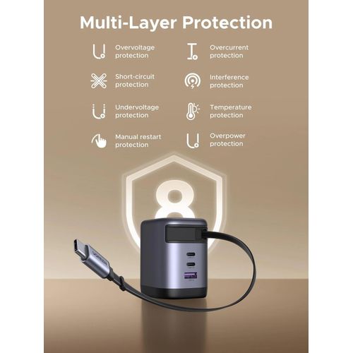 Ugreen Chargeur Nexode 100W avec câble USB-C rétractable 100W - image 6