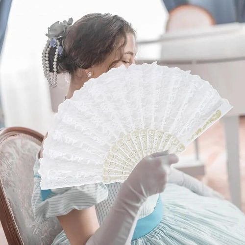 product_image_name-Generic-Paquet d'Éventails Pliants Décoratifs lot de 12 (Lilas/Lavande) - Motifs Dorés en Relief, Rafraîchissement Estival, Accessoire Mariage / Fête / Décoration-1