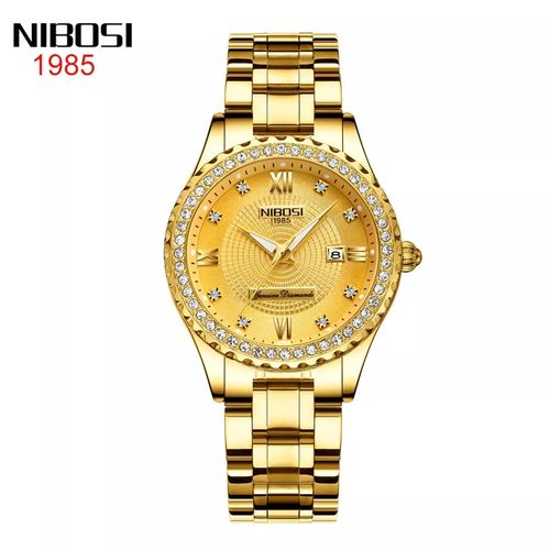 Nibosi Montre Femme De Luxe Analogique Fond Or Prix pas cher