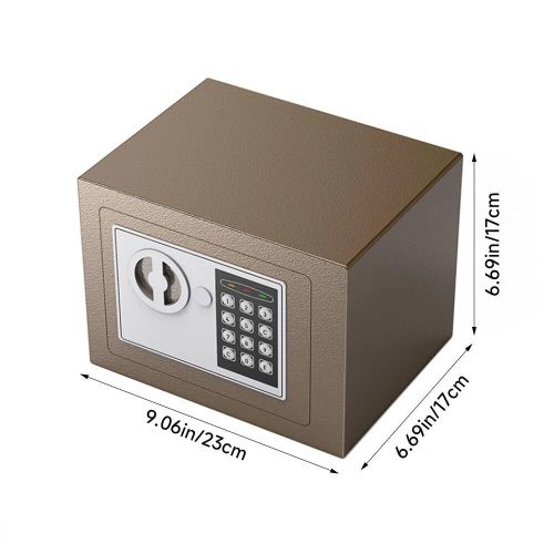 product_image_name-Generic-Coffre-fort 6L avec clé, boîte de rangement sécurisée électronique avec clavier et serrure à clé - Marron-4