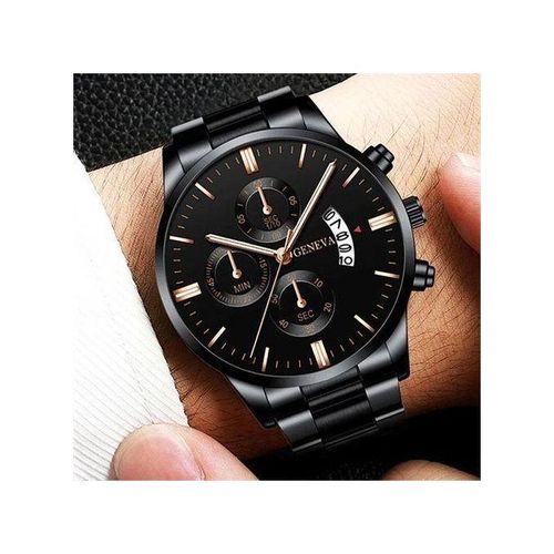 Generic Montre Bracelet Unisexe En Acier De Luxe Avec Date - image 3