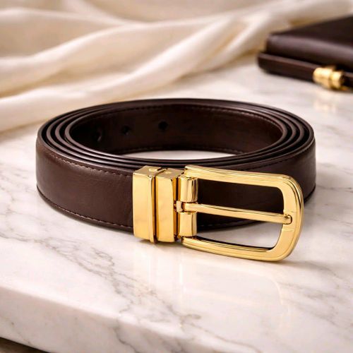 product_image_name-Generic-Ceinture classique  en, boucle fixe noire mate.- MARRON-1