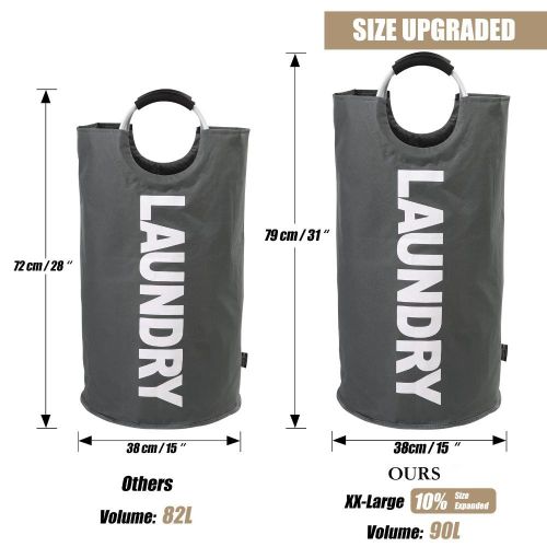 product_image_name-addigoes-Panier à Linge 90L, Panier à Linge Étanche, Sac à Linge avec Poignées Rembourrées, Poubelle à Vêtements, Panier Pliable pour un Rangement Facile gris-6