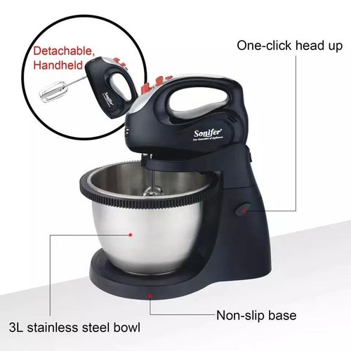 product_image_name-Sonifer-Batteur 2-en-1 Amovible SF-7014- Robot Pâtissier avec Bol - 200W-2