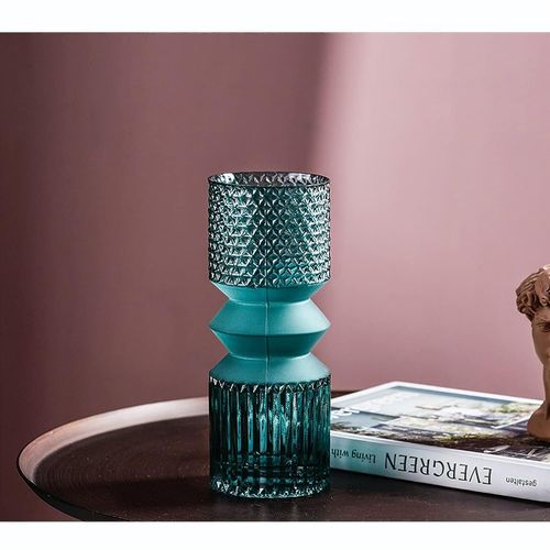 product_image_name-Generic-VASE EN VERRE ROND MOTIF DIAMANT BLEU 9X25CM-1