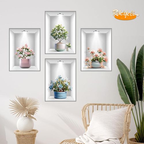 product_image_name-Generic-Décoration Murale Autocollante - Plantes En Pots (4 Pièces)-1