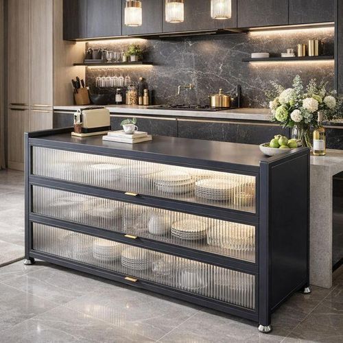 product_image_name-Generic-Armoire de Rangement en Métal 3 ( Trois ) Niveaux avec Porte Magnétique - Table de comptoir Multicouche-4