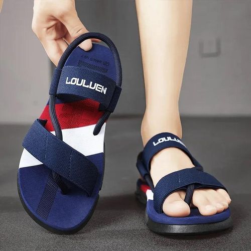 product_image_name-Gukbis-Chaussons d'été pour hommes tendance mode, sandales et chaussons décontractés respirants - Bleu foncé-5