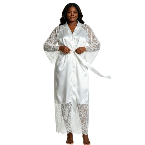 Fashion Robe de nuit longue sexy en satin et dentelle pour femme - image 6