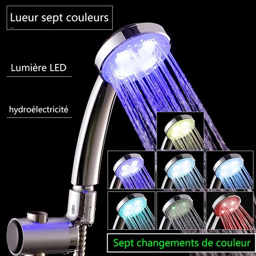 InteTech Pommeau de Douche LED 7 Couleurs, Multicolore, Ajustement Universel