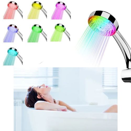 Pommeau de douche Fdit 7 couleurs, dessus de douche carré led, 7 couleurs  LED bain d'eau de lumière romantique pommeau de douche à la maison 
