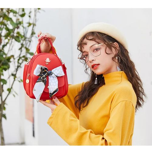 product_image_name-Oem-Petit Sac à Dos Simili Cuir Marron Avec Petit Foulard En Soie-2