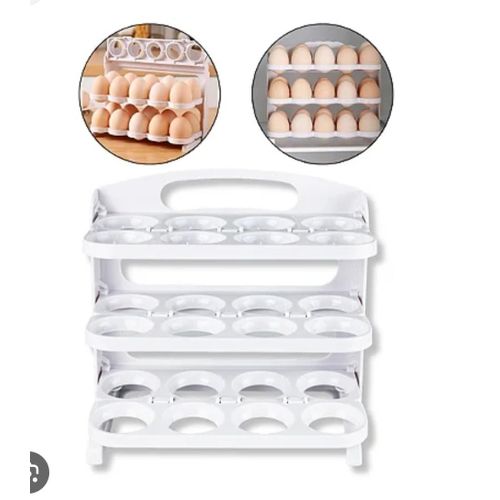 product_image_name-Generic-SUPPORT DE RANGEMENT D'ŒUFS PLIABLE EN PLASTIQUE BLANC -2