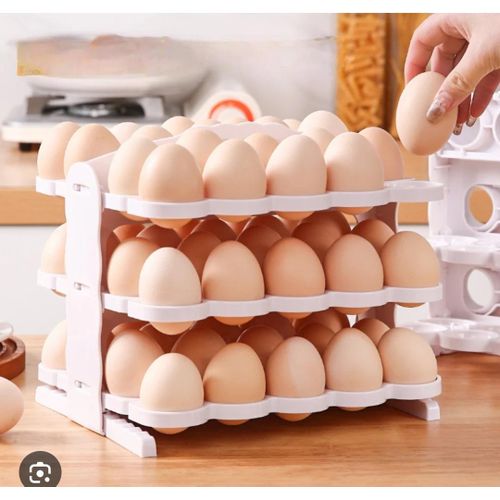 product_image_name-Generic-SUPPORT DE RANGEMENT D'ŒUFS PLIABLE EN PLASTIQUE BLANC -3