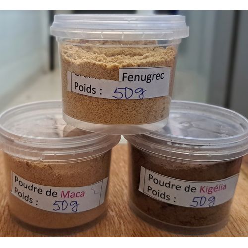 Generic Kit De 3 Poudres : Fenugrec + Kigélia + Maca / 50g × 3