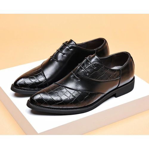 product_image_name-GLARPEBIE-Chaussures habillées en cuir pour hommes, chaussures Oxford formelles à bout pointu avec lacets, chaussures de smoking d'affaires - Noir-3