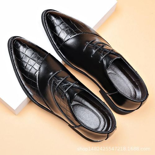 product_image_name-GLARPEBIE-Chaussures habillées en cuir pour hommes, chaussures Oxford formelles à bout pointu avec lacets, chaussures de smoking d'affaires - Noir-5