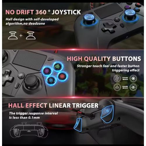 product_image_name-No Band-Manette filaire RGB pour PS5 Pro/Slim, PS4 et PC avec éclairage LED, double vibration, pavé tactile, audio 3,5 mm, fonction Turbo et Macro-2