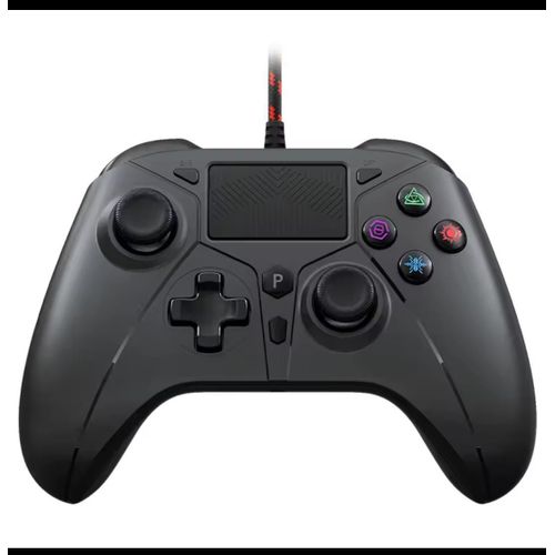 product_image_name-No Band-Manette filaire RGB pour PS5 Pro/Slim, PS4 et PC avec éclairage LED, double vibration, pavé tactile, audio 3,5 mm, fonction Turbo et Macro-4