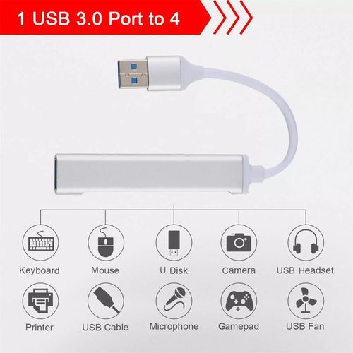 Répartiteur USB 3,0 Alliage D'Aluminium Haute Vitesse 4 ports USB