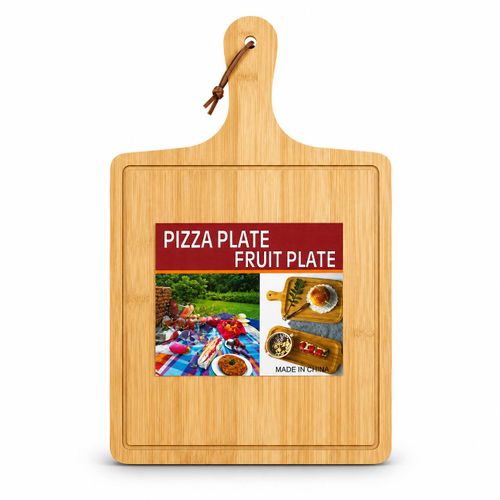Generic Planche de service en bambou 2-en-1 – Pizza & Fruits.