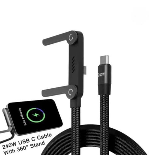 Generic un kit de câble de charge rapide 240W Type-C avec support de téléphone pliable (Type-C