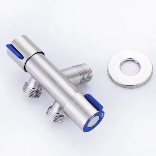 Generic Robinet double sorties avec Shattaf-Kit complet pour salle de bain-Inox - image 4