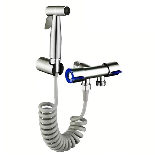 Generic Robinet double sorties avec Shattaf-Kit complet pour salle de bain-Inox - image 5