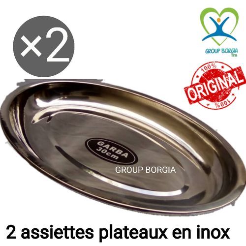 Generic 2 Assiettes Plateaux En Inox 30cm - Prix pas cher