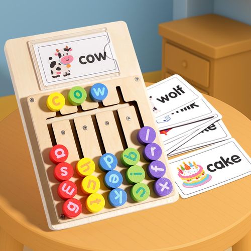 product_image_name-Generic-Planche d'apprentissage pour l'appariement des lettres et la construction de mots + 12 cartes de mots recto-verso (24 mots au total), un jouet d'apprentissage précoce de l'anglais et de la phonétique pour enfants.-5