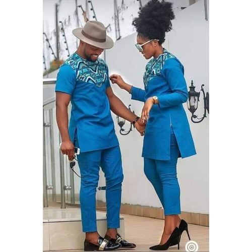 Fashion Ensemble Tunique Homme Et Femme Manche Longue Et Courte De Couleur Bleu Prix pas cher Jumia CI