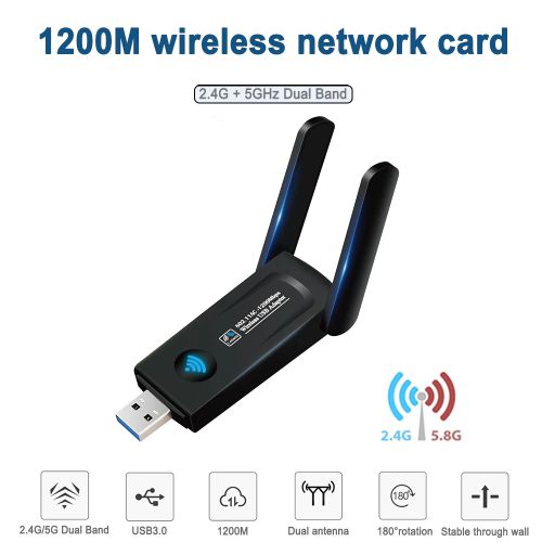 Carte Réseau sans Fil Clé WiFi 1200Mbps USB Wireless Puissante WiFi  2.4GHz/5GHz