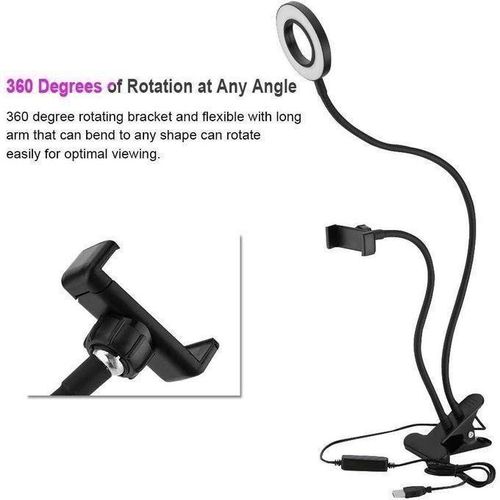 Generic Agréable Selfie Ring Light, Lampe De Caméra LED Rotation à 360 Degrés Avec 3 Modes D'éclairage - image 3